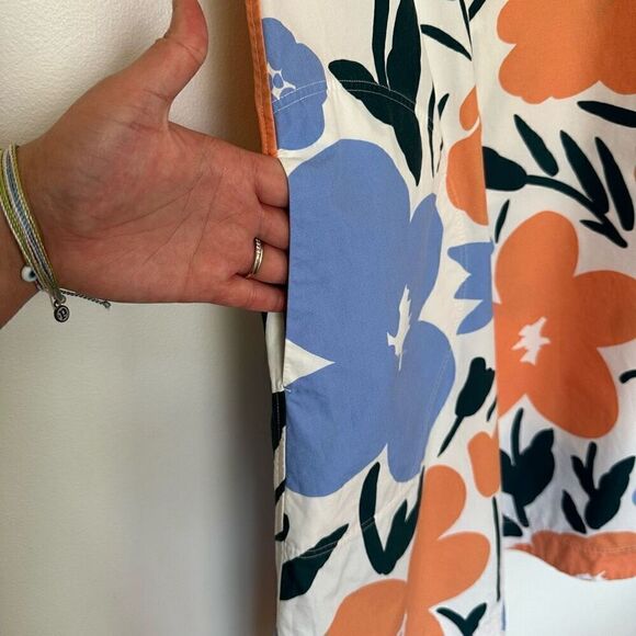 Marimekko for Uniqlo Women’s Fuzzy Peach Blue Pine Green Abstract Large Print Fl - Picture 7 of 10